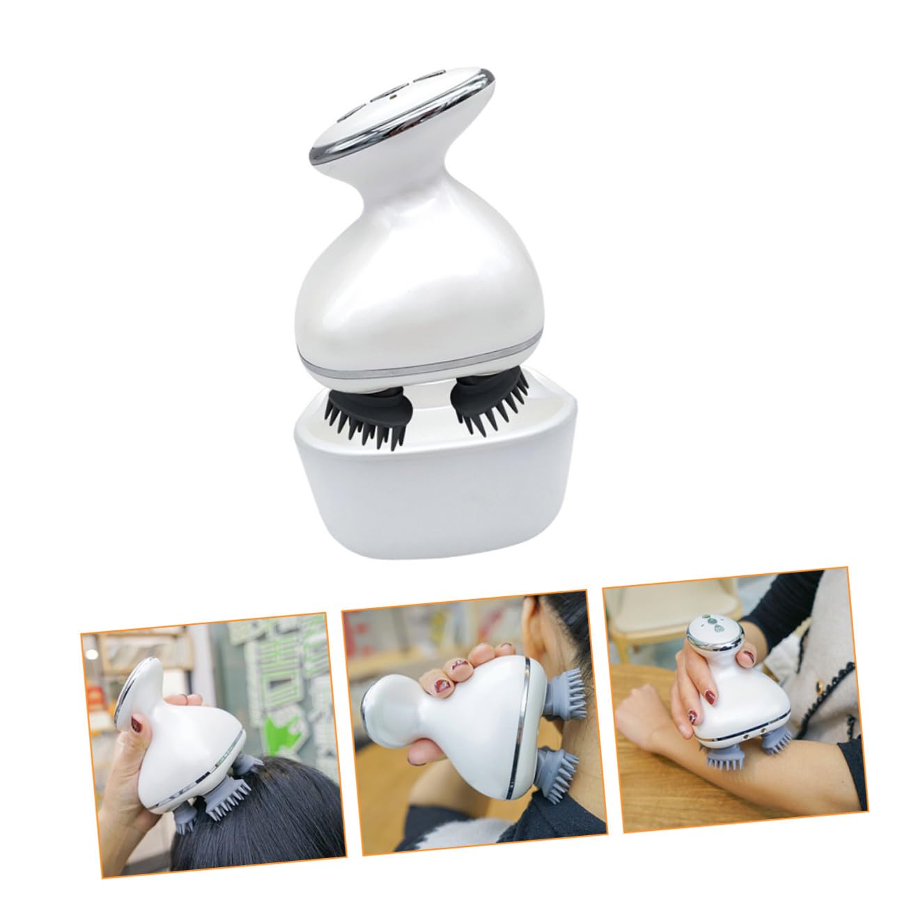 Masajeador de Cabeza Eléctrico para Cuero Cabelludo 1200 Mah | 1 Juego, Abs y Silicona, Blanco, Diseño Ergonómico Portátil, Uso Diario y Viaje