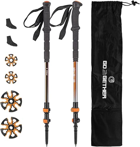 G2 - Bastones de senderismo telescópicos, aleación de aluminio, agarre de espuma EVA, agarre de corcho, correa de muñeca acolchada de espuma, correa