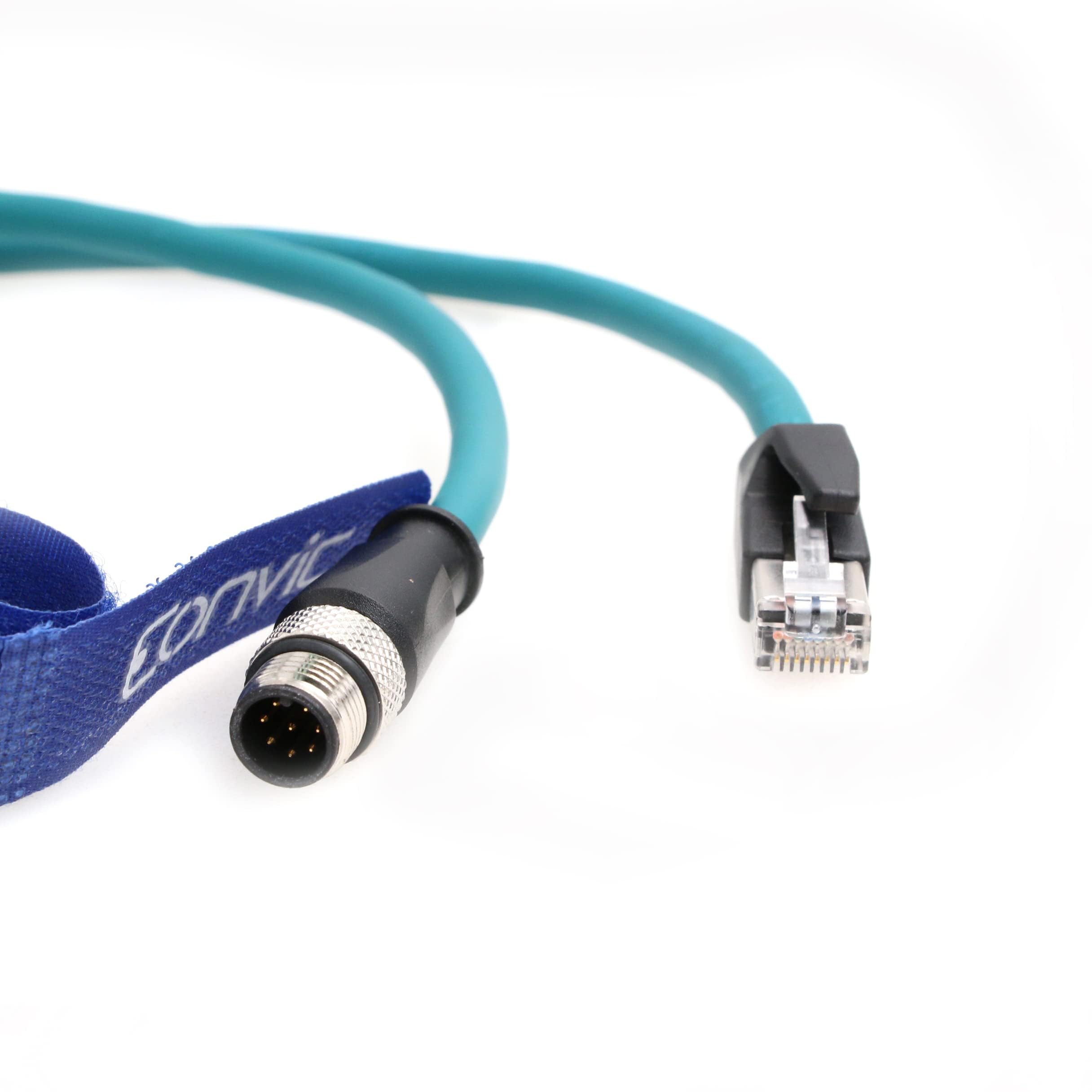 Connecteur Ethernet industriel M12 vers RJ45 8 broches A pour capteur de code Gigabit Ethernet Cat-6 Câble blindé très flexible pour caméra industrielle Cognex (20 m, bleu)