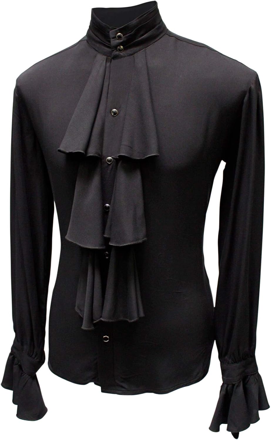 Shrine Men's Formal Victorian Gothic Steampunk Pirate Louis XIV Shirt Black Gabardine (Large)