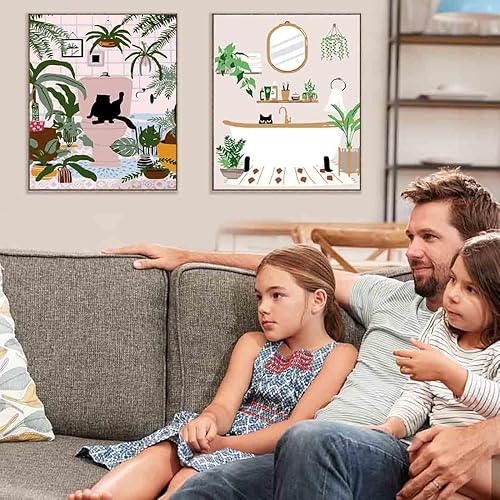 Vista 20 de VIGEGU Paquete de 4 pinturas por números para adultos, lienzo enmarcado, con caballete de madera, pintura por números para niños de 8 a 12 años