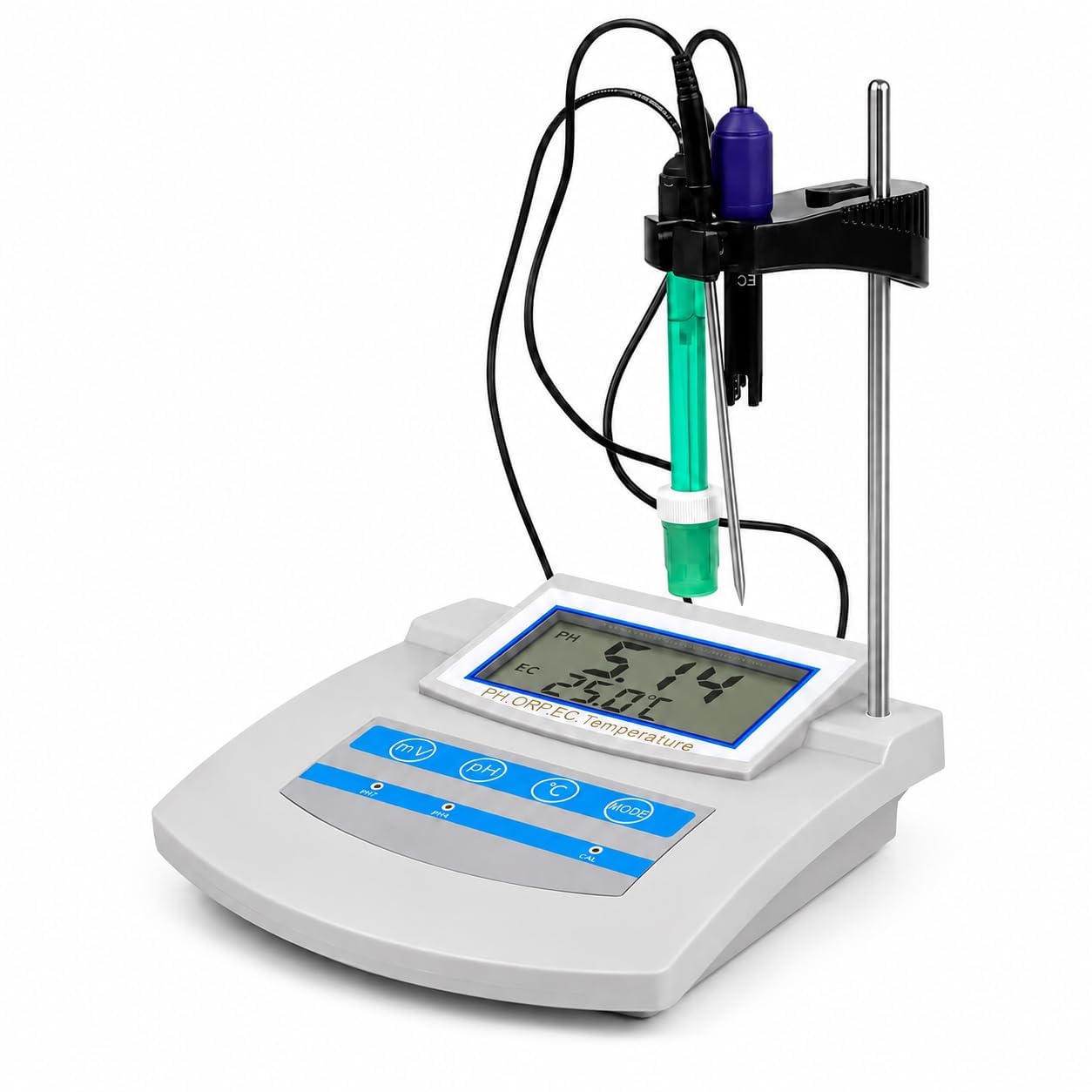 Kit de medidor de pH digital 6 en 1 con compensación de temperatura y almacenamiento de datos para acuario, laboratorio, granja y pesca