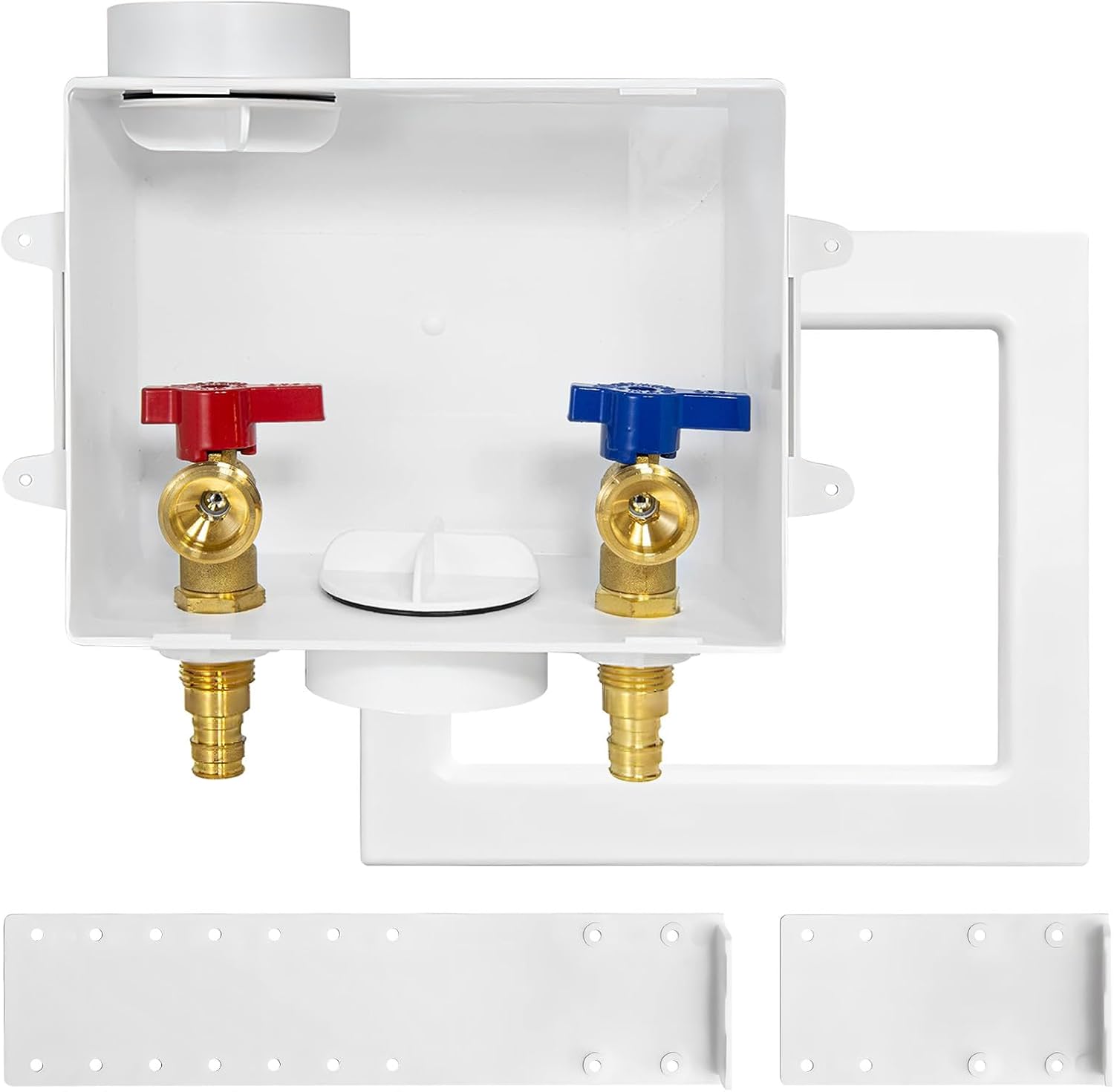 Washing Machine (Laundry) Outlet Box, Center Drain/Side Drain, Niikappu 1/2 Inch Pex-A Inlet x 3/4 Inch MHT Outlet Connection, Regular(WM003)