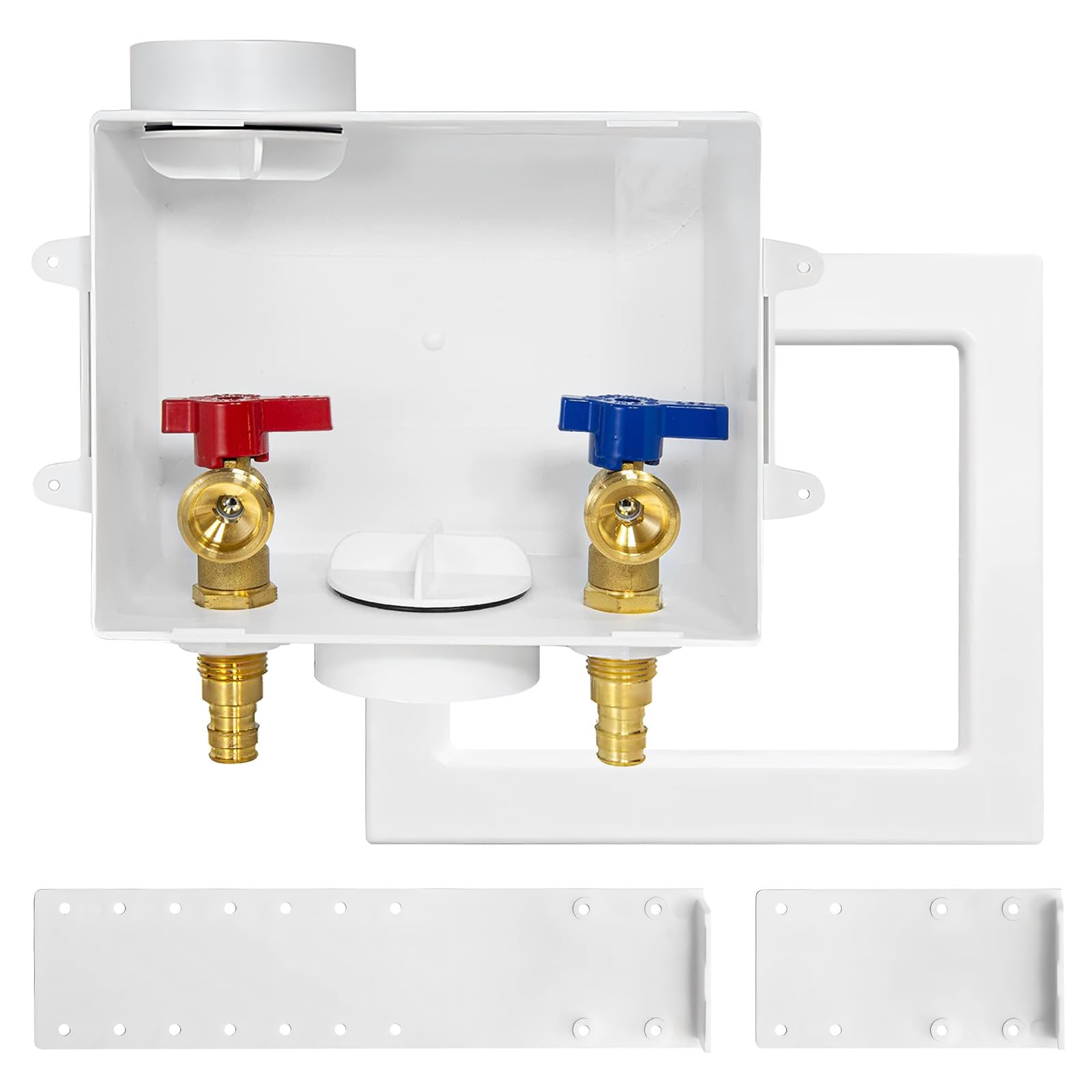 Boîte de sortie pour machine à laver (lavage), drain central/siphon latéral, entrée Pex-A 1/2" x raccord de sortie MHT 3/4", standard