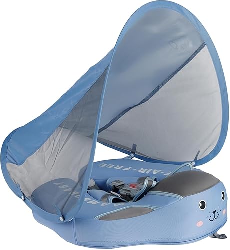 Entrenador de natación para bebés, asiento acuático no inflable, entrenador de piscina para bebés, diseño de toldo sólido Protección UPF 50+,