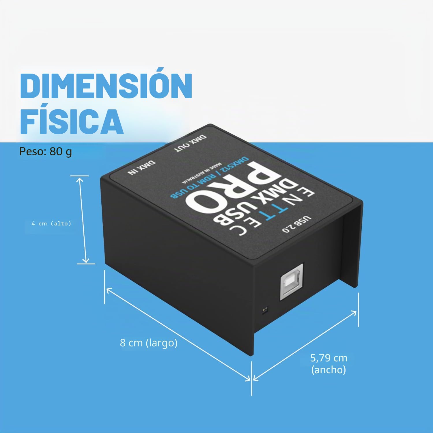 Enttec - DMX USB Pro Dongle, interfaz USB a DMX (RDM) 512 canales, 1 universo (70304)