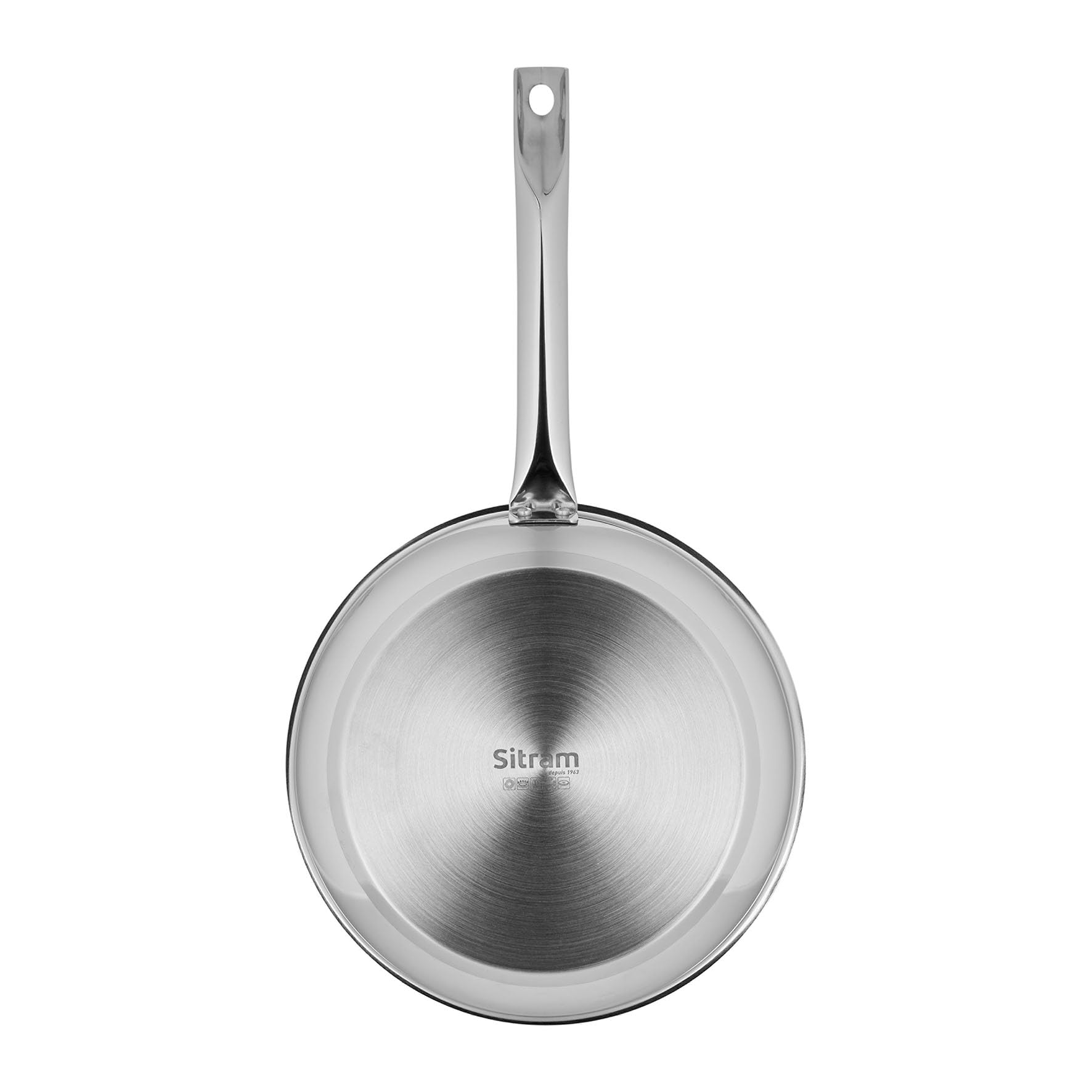 Sitram 717092 Padella Endurance Ø20 cm 100% acciaio inossidabile - fondo triplo spessore - Interno senza rivestimento nocivo - Tutti i fornelli inclusi induzione