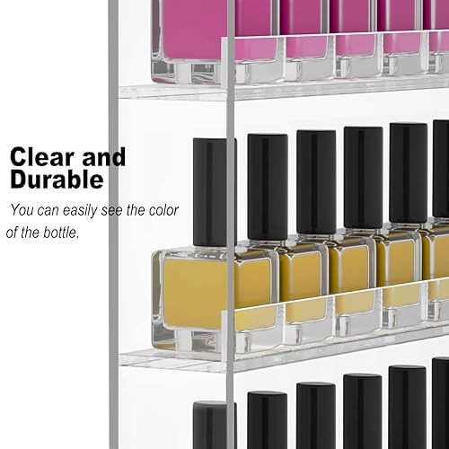 Miniatura 6 de FEMELI 20 estantes de pared de esmalte de uñas de 24 pulgadas, 1 paquete, con capacidad para hasta 120 botellas, organizador de estante de esmalte