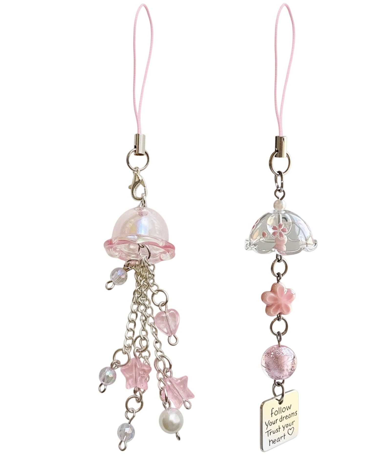 2pcs Phone Charms, Charms For Phone Case, Lucky Keychain, Sweet Kite Beaded Wind Chimes Pendant, Universal Phone Strap Lanyard & Bag Decoration Gift-image-7