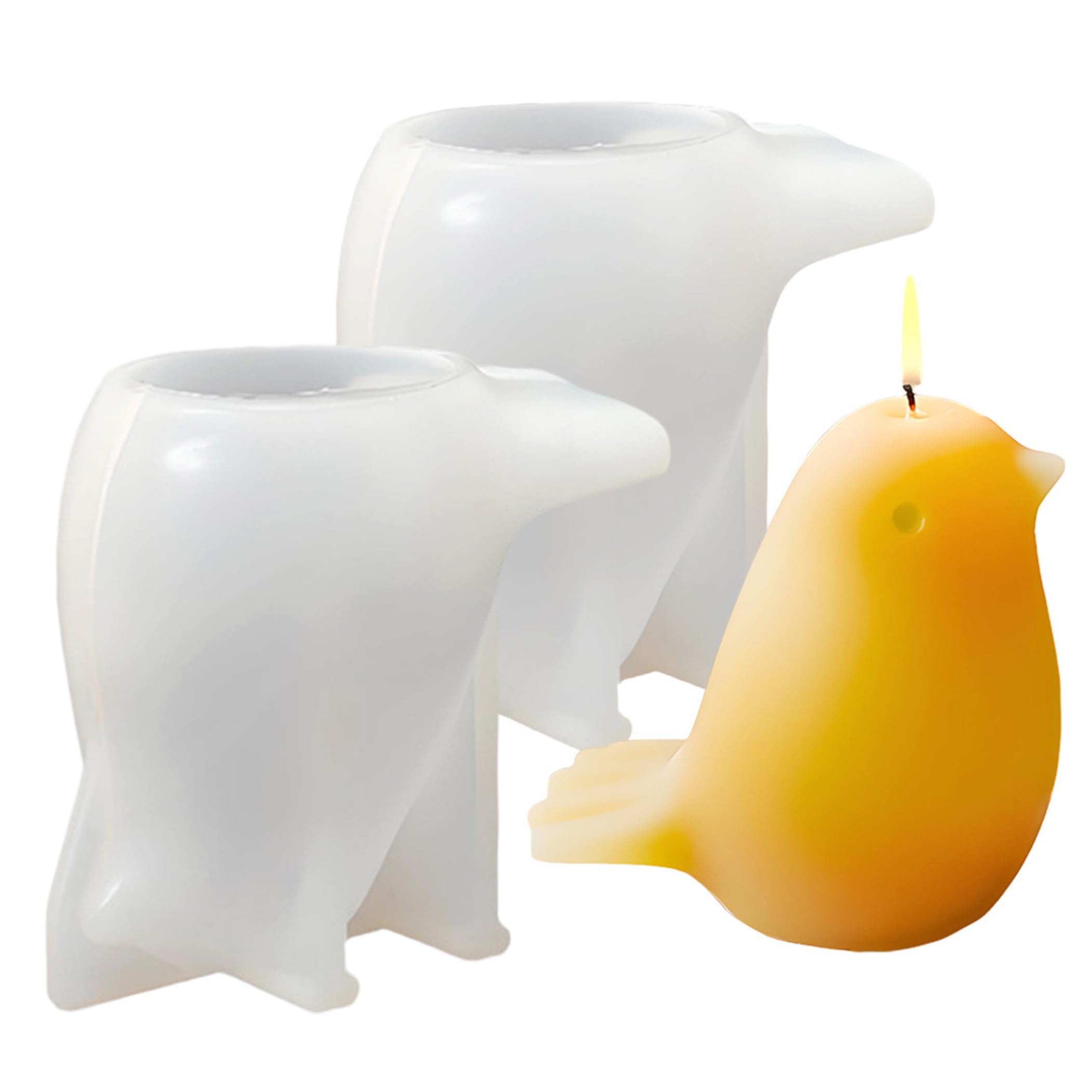 Bemonew Silicone Animal Molds 2pcs Resin Silicone Molds, 3d Cute Chubby Bird Animal Resin - Diy Craft Moulds, White