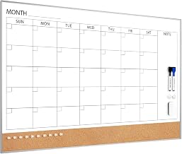 ARCOBIS Dry Erase Calendar with Cork Board for Wall