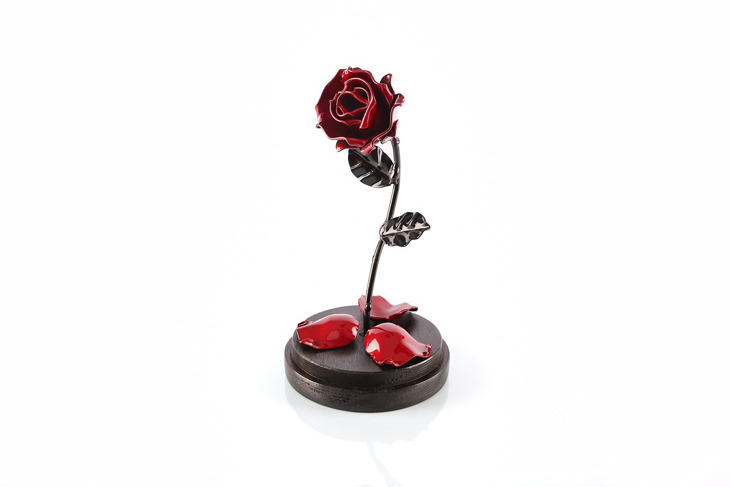 Forging Art Bcn® Rosa Eterna in Ferro Battuto La Bella e la Bestia - Regalo Festa della mamma, San Valentino, 6° anniversario di matrimonio, Nozze di Ferro (Rosso/Nero)