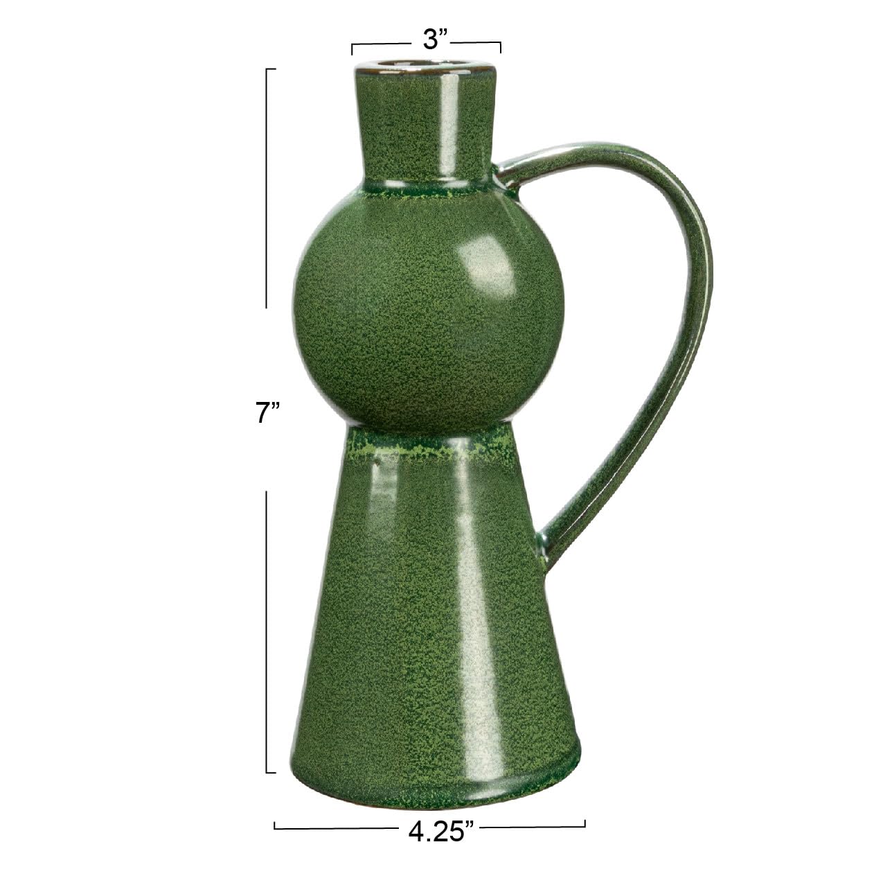 Bloomingville Stoneware Handle, Reactive Glaze, Green (Each One Will Vary) Taper Holder