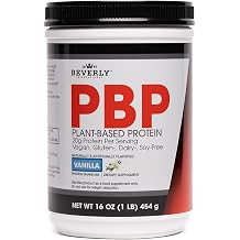 Beverly International PBP, Plant Based Protein. Vegan, Gluten, Dairy, Soy-Free. Great Vanilla Taste, Smooth, Easy to Digest, 21g Protein per Serving, 15 Servings 1lb. Complete Amino Acid Profile.