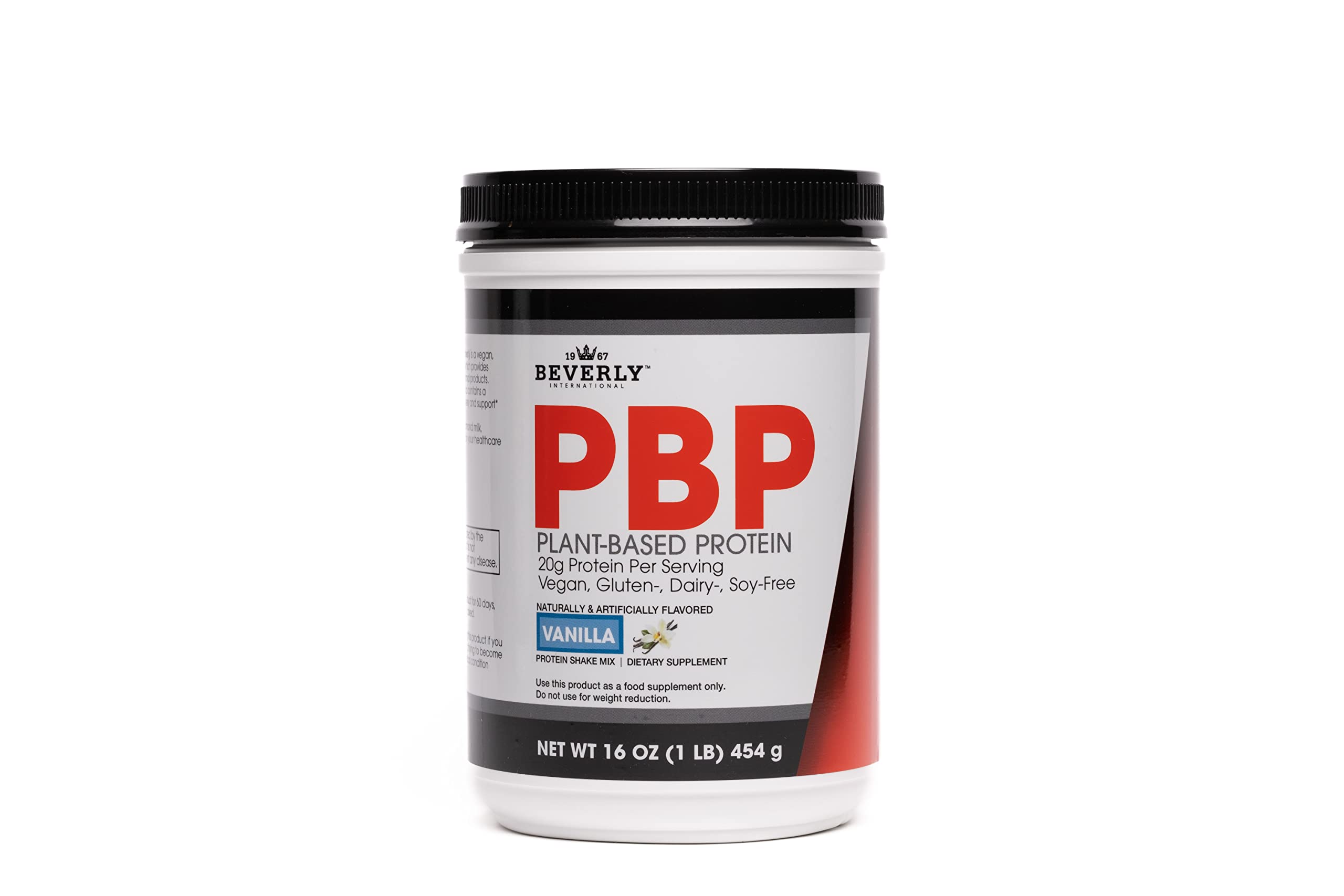 Beverly International PBP, Plant Based Protein. Vegan, Gluten, Dairy, Soy-Free. Great Vanilla Taste, Smooth, Easy to Digest, 21g Protein per Serving, (15 Servings) 1lb. Complete Amino Acid Profile.