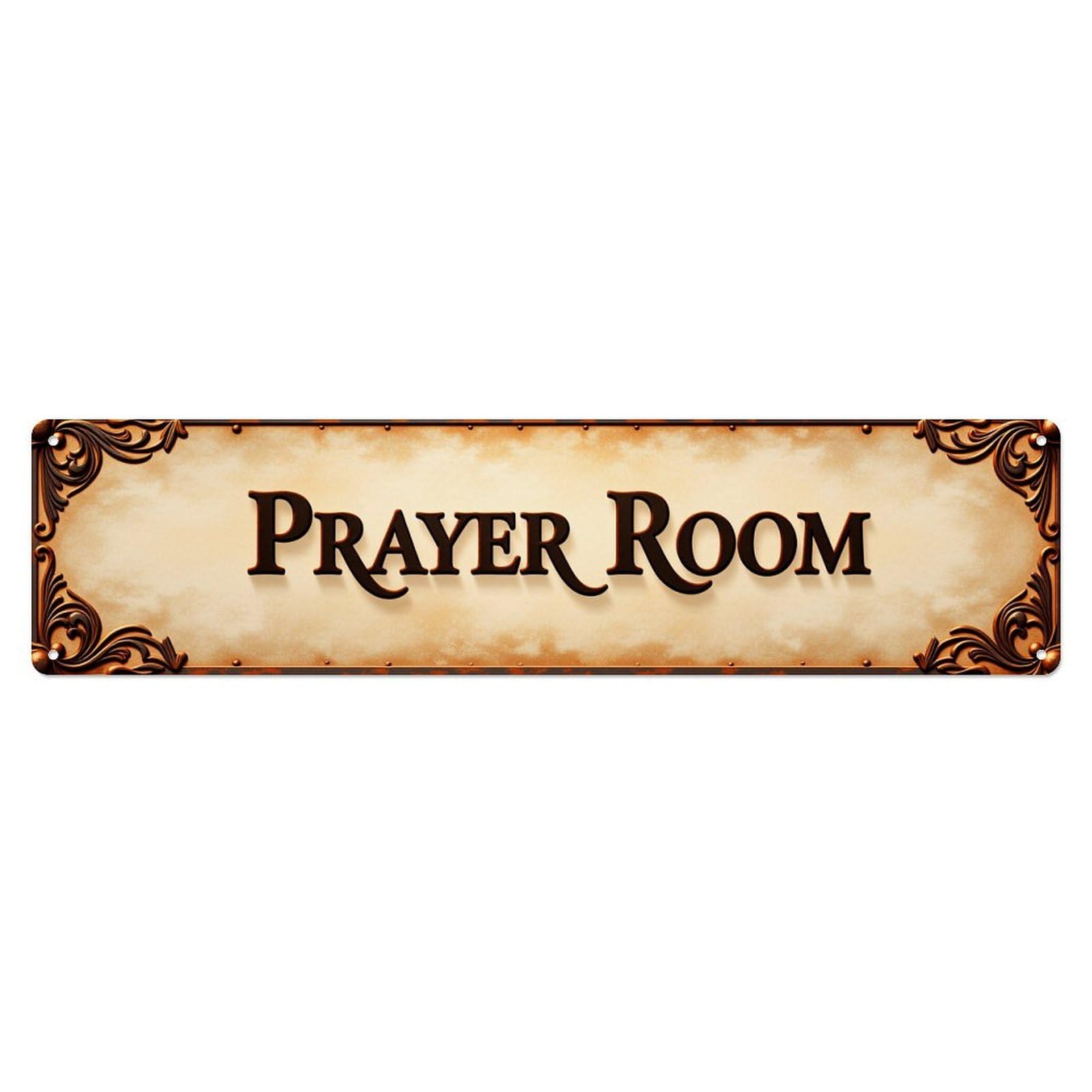 Prayer Room Sign Ornate Frame Tin Sign Vintage Metal Poster Retro Bar, Home, Man Cave, Kitchen, Laundry Room Wall Art Decor Gift 4x16 Inch