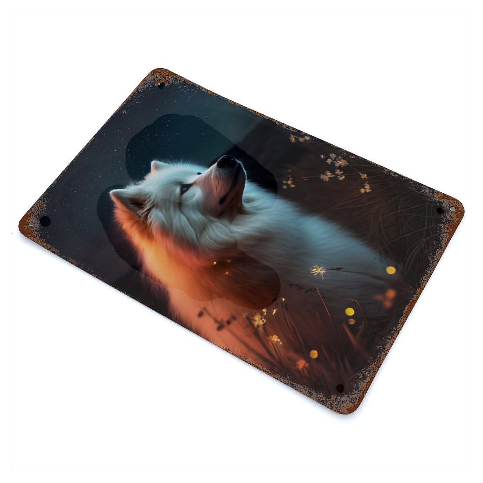 Samoyed Dogs Decorative Tin Sign 11.8"x7.9", Retro Wall Decor for Living Room, Hallway And Home Decor