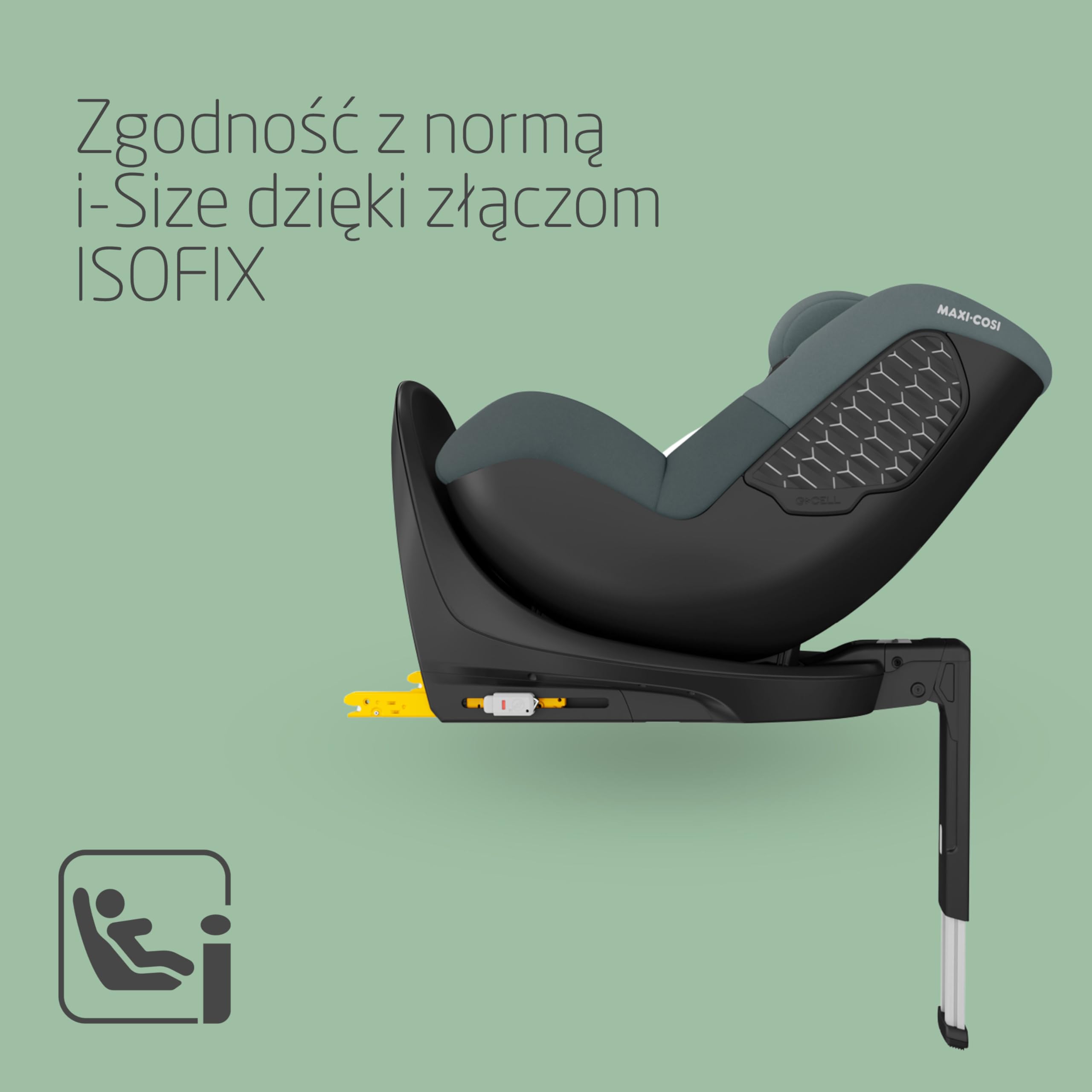 Maxi-Cosi Mica 360 S, Fotelik samochodowy obrotowy 360, 3 miesiące–4 lata (61–105 cm), Obracanie FlexiSpin, 5 pozycji odchylenia, Ochrony G-CELL, Zaczepy na pasy uprzęży Easy-in, Tonal Graphite
