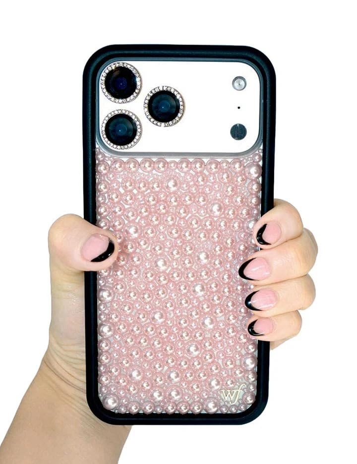 Image of Wildflower Cases - Compatible with iPhone 16 | Protective Black Bumper, 6.5ft Drop Test Certified, Women Owned Small Business | Pearl Pink