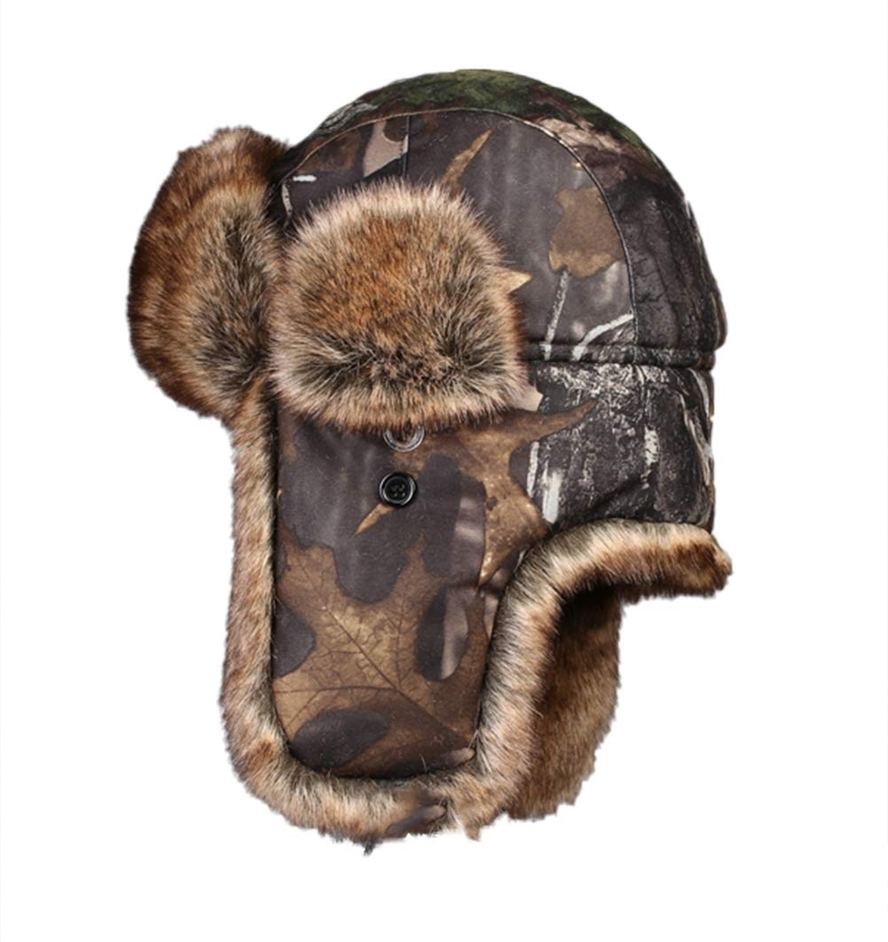 Insun Unisex Chapka Chapeaux avec Bordure en Fourrure Bonnet Aviateur d'hiver Chasse Casquette