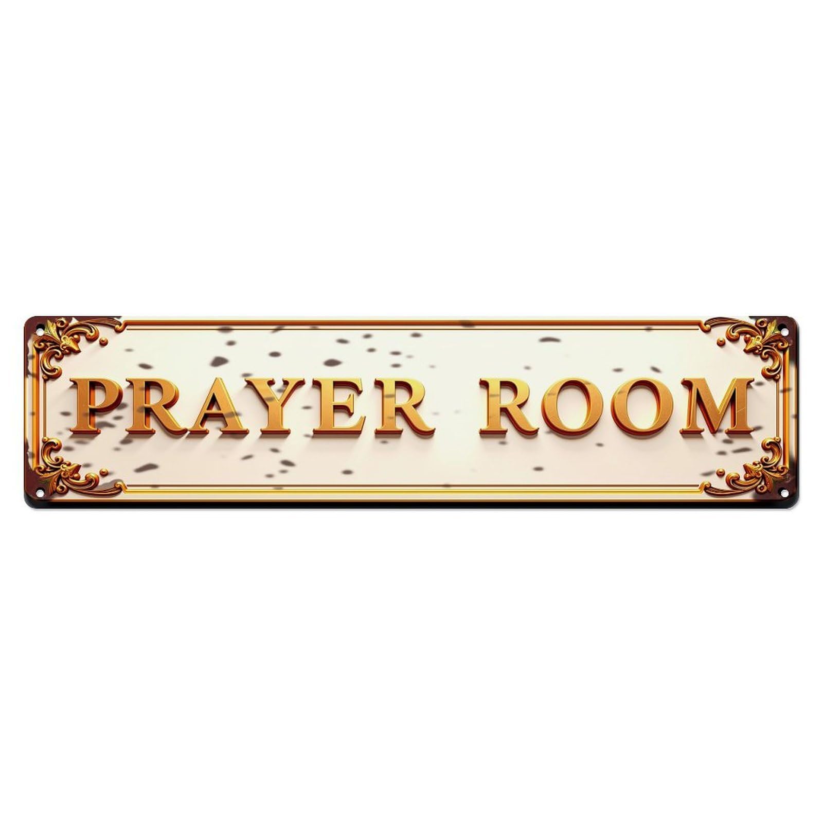 Jdyaojiesheng Vintage Golden Ornate Text Background Tin Sign Retro Metal Wall Decor Metal Poster, Home Bar Garage Farmhouse Cafe Wall Art Decoration 4X16inch