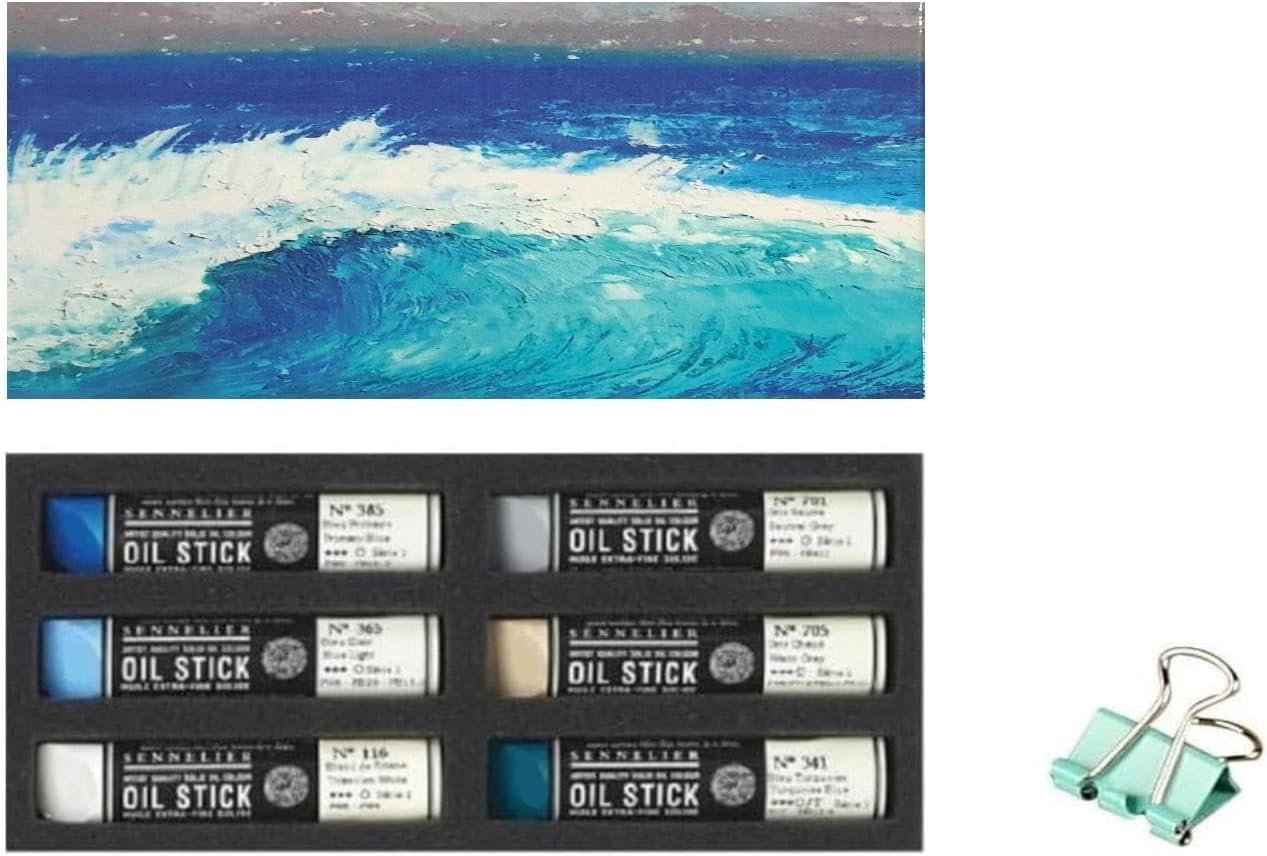 Sennelier Mini Oil Sticks 6 pezzi. Set paesaggio marino e mini pinza