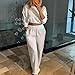 Futsuak Women’S Casual Shiny Vertical Stripe Top & Pants 2-Piece Set Fashion Round Neck Long Sleeve Paired Wide-Leg Pants Set (White, 3XL)
