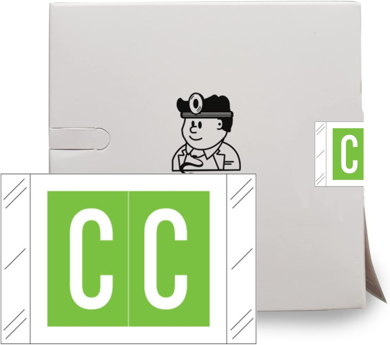 Doctor Stuff - File Folder Labels, Alphabet Letter C, Barkley FASTM - CTAM Series Compatible Alpha Stickers, Light Green, 1" x 1-1/2", 500/Roll