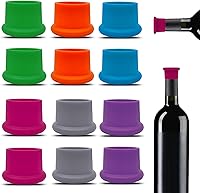 PENGJINYU 12 Pack Colorful Reusable Silicone Wine Stoppers - Airtight Corks for Wine, Champagne, Beer Bottles, Keep Fresh Weeks