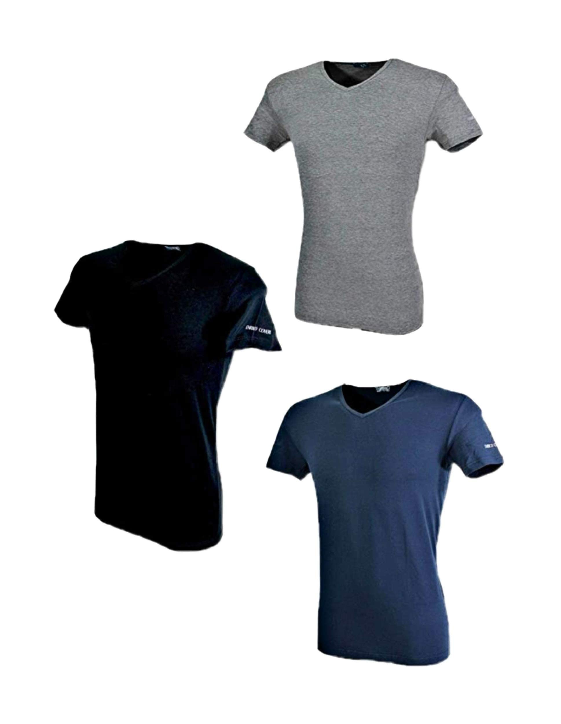 Enrico Coveri Offerta 3-6 Pezzi Maglietta Intima Uomo Elasticizzata Scollo V + Boxer in Omaggio Maglia Intima Uomo Elasticizzata Maglia Uomo Cotone 01