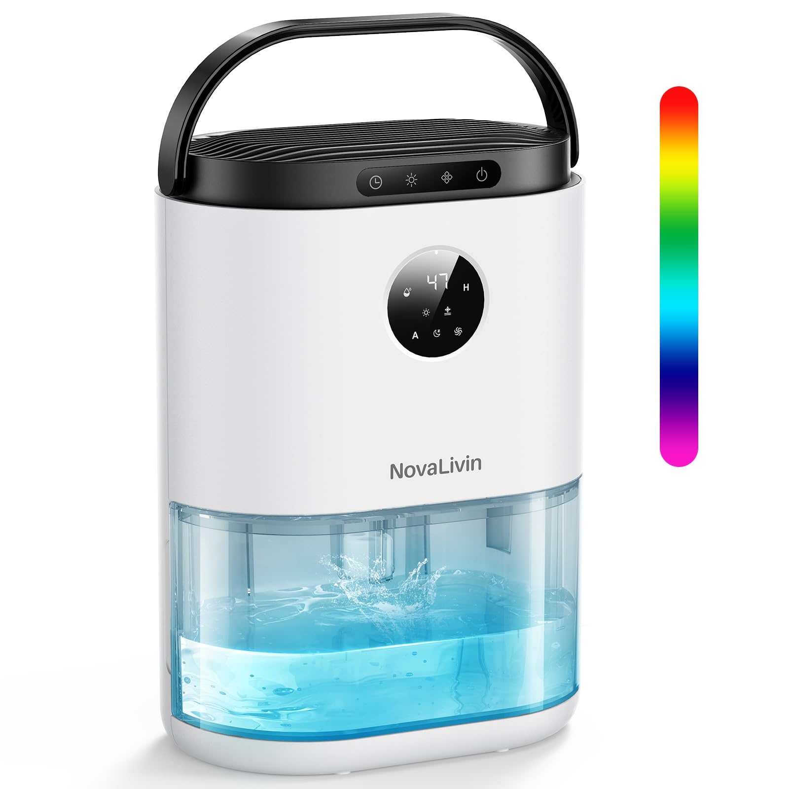Dehumidifier for Home, 68OZ Water Tank Dehumidifiers 320 sq. ft for Bathroom, Bedroom, Living room with, Auto Humidity Control, Digital Display, 7 Color Breathing Light, White-image-21