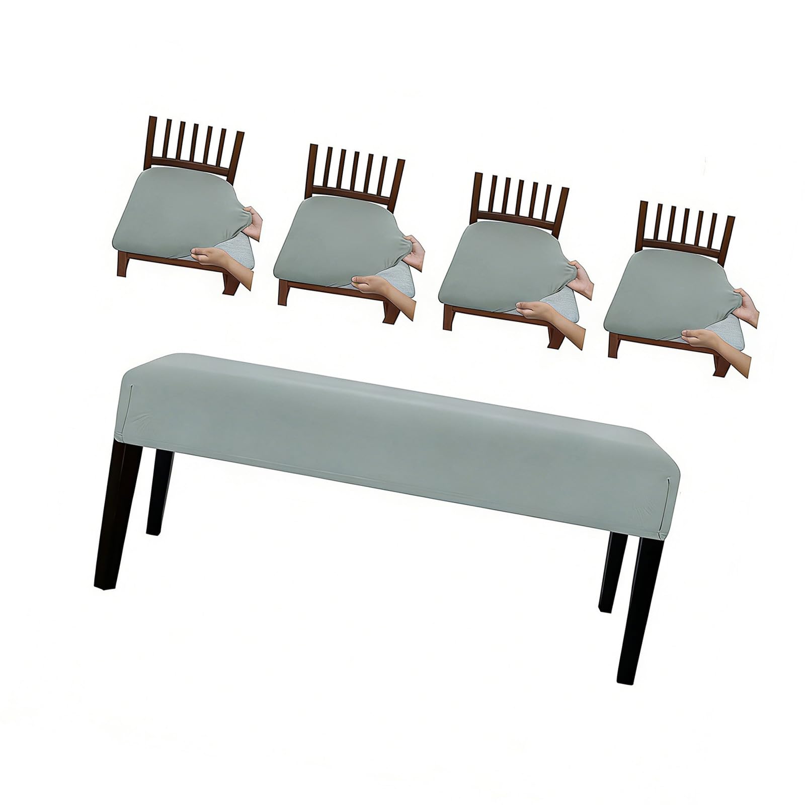 Tsophreniq Benches Cover with Elastic Rope for Various Stool Legs Spill Resistant Polyester Fabric Benches Cover Set