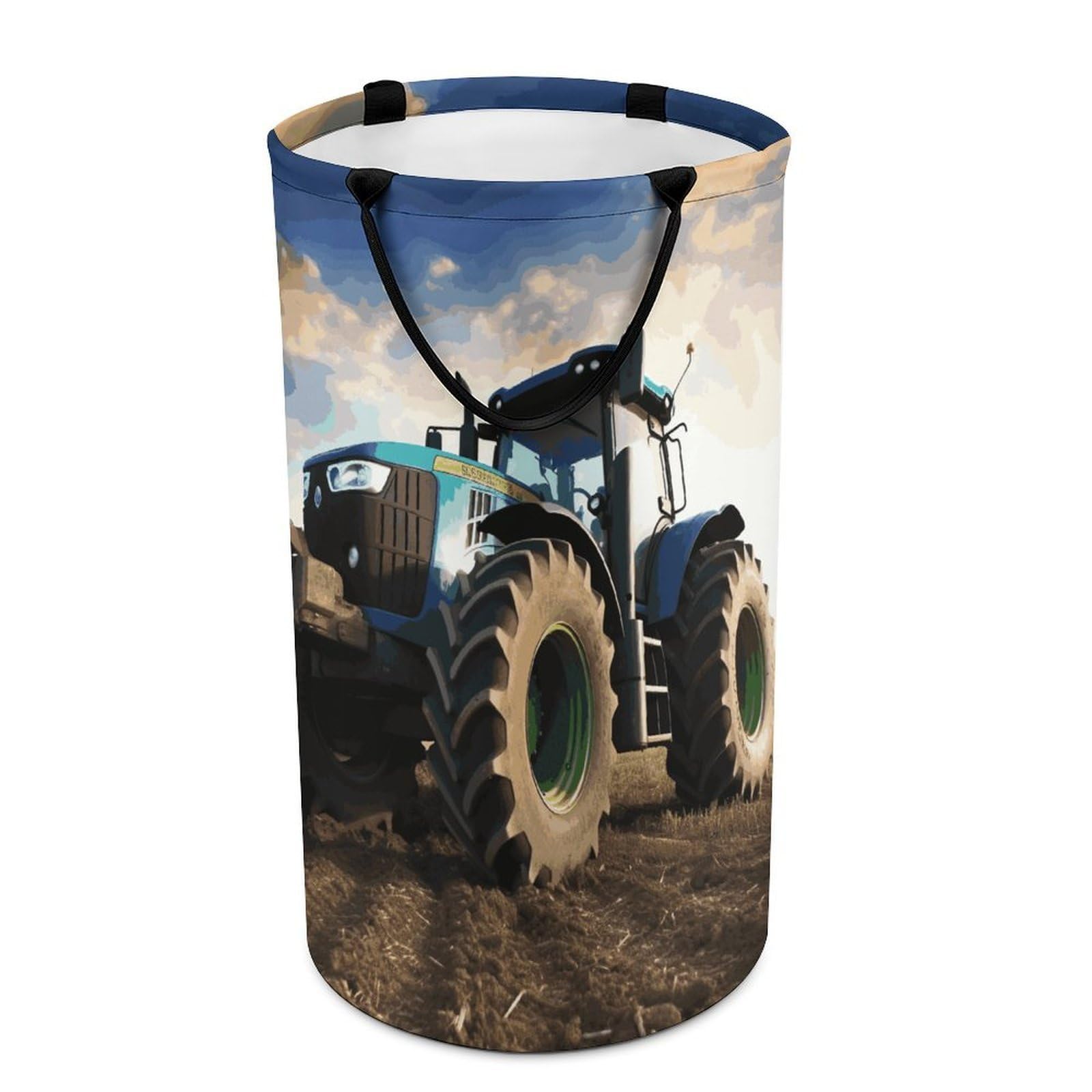 Farm Tractor Laundry Basket Waterproof And Moisture-Proof Storage Bins Collapsible Round Laundry Hamper Perfect for Toys, Clothes And Sundries
