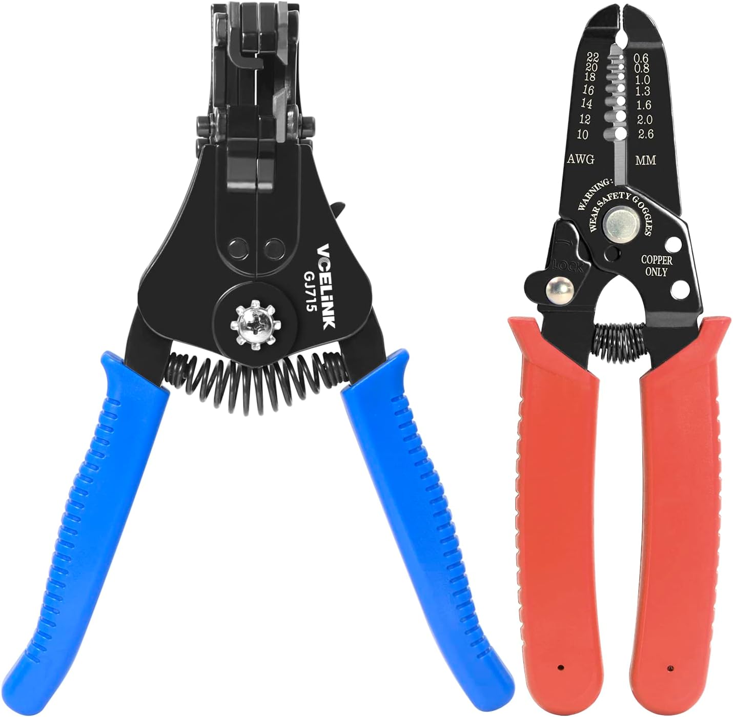 VCELINK Wire Stripper and Cutter Red Bundle with Automatic Wire