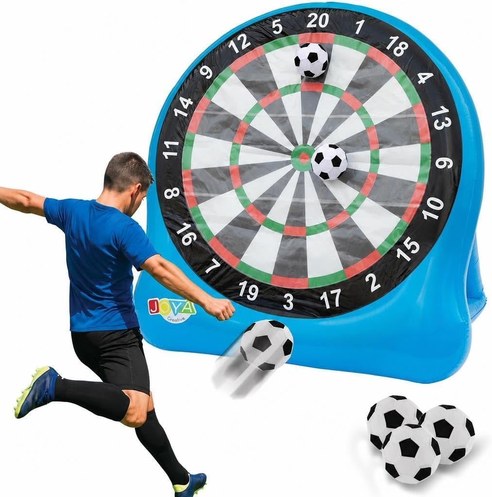 Juego de dardos de fútbol XXL hinchables, juego de dardos de fútbol para exteriores, XXL para jardín, incluye 3 pelotas y kit de reparación, ideal para fiestas en el jardín, eventos y