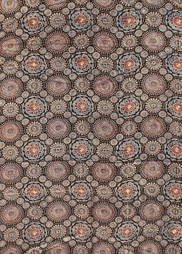 Image of Ethnics of Kutch Womenss Ajrakh Modal Silk Natural Dye Hand Block Print Saree with Blouse Piece - 5.5 Mtr Length
