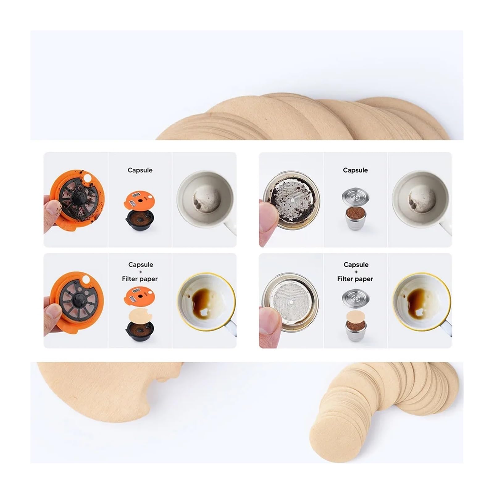 Filtros De Papel Desechables, Compatibles Con Bosch, Compatibles Con Tassimo, Compatibles Con Nespresso, Cápsulas Reutilizables De Café(400pcs,A)
