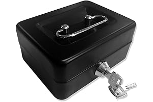Jssmst Small Locked Steel Cash Box, Black