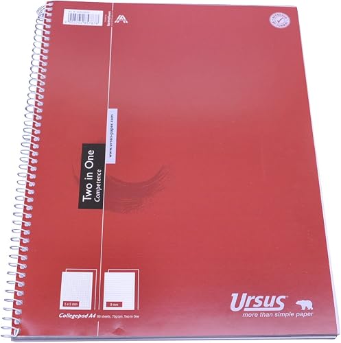 URSUS Basic 608558000 Collegeblock Two in One A4 80 hojas, 70 g/m² a cuadros/ray