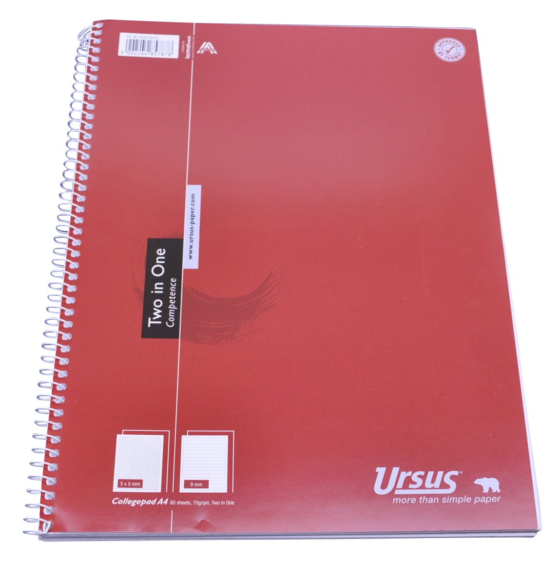Ursus 332810 Basic 608558000 Two-in-One A4 Notepad 80 Sheets 70 g/m² Squared/Lined