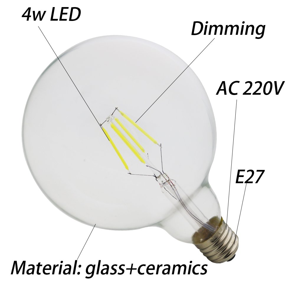 LED bulbos del filamento E27, bulbos del oscurecimiento 4W, iguales a 40W bombillas incandescentes, 400 lm, luz Blanco frío, 6500K, bulbos del LED, zócalo estándar E27 (20 piezas)
