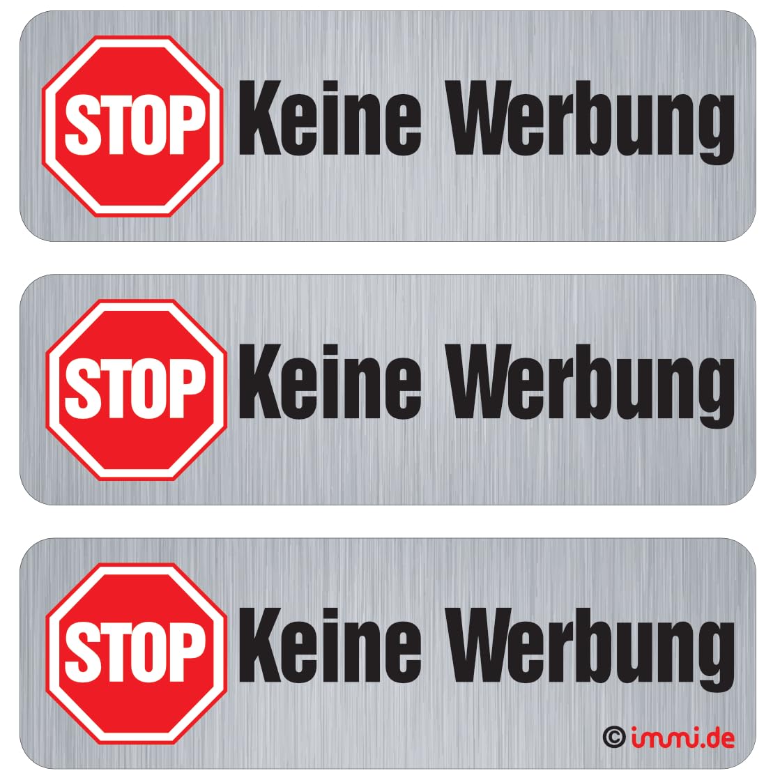 immi 8 Keine Werbung Aufkleber, Edelst.-Opt, einfach u.klar, einzeln abziehbar