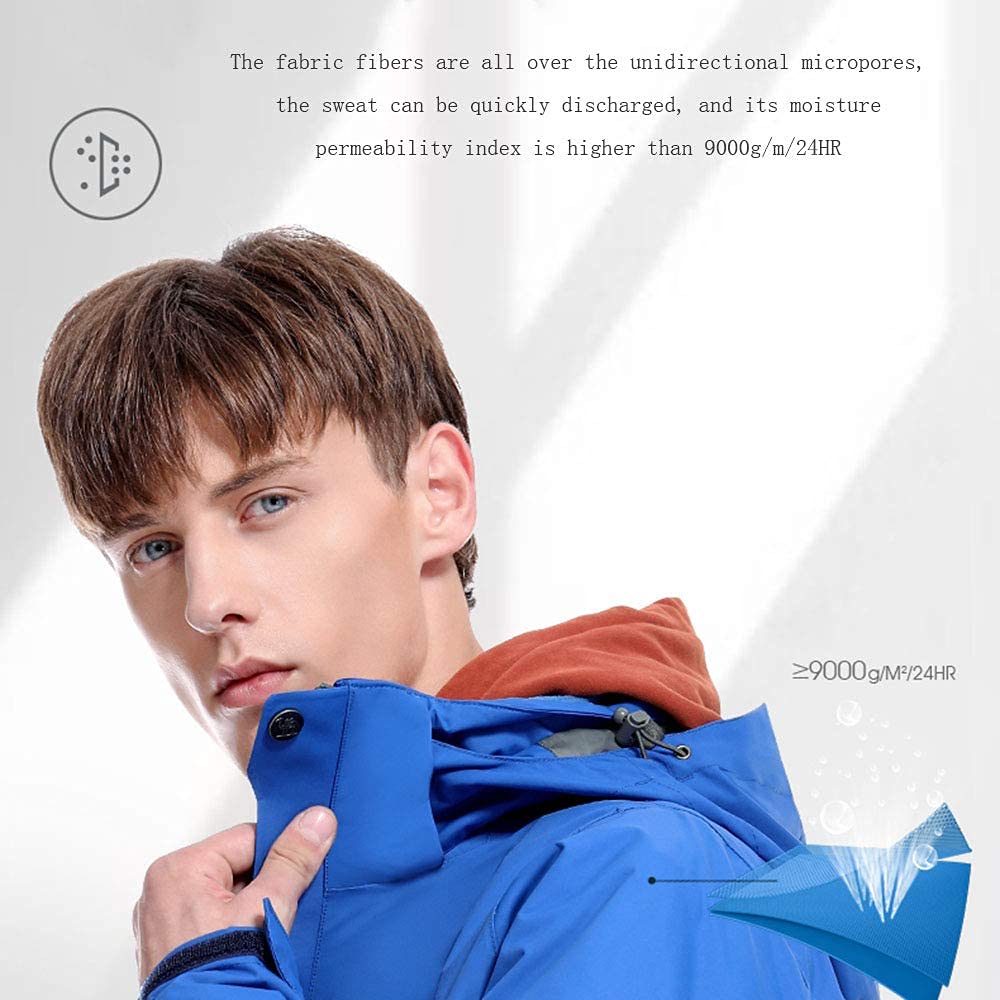 MU Mujeres para Hombres 3 en 1 Chaqueta de Esquí Impermeable Chaqueta de Lluvia a Prueba de Viento Invierno Abrigo de Snowboard Al Aire Libre/Blue/Xxl