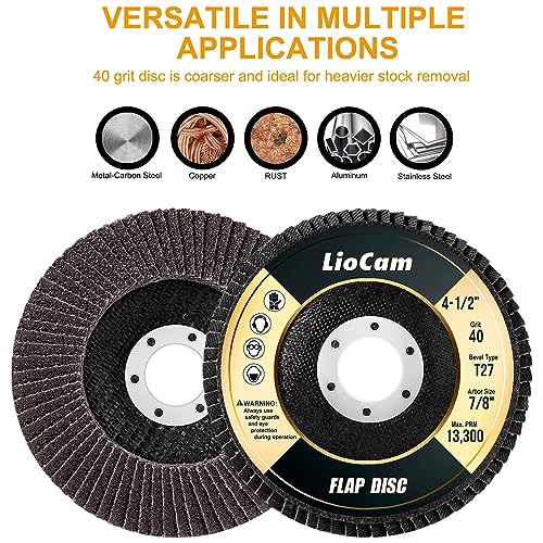Liocam YWFD4004 Flap Discs 40 Grit 4 Pack thumb #1