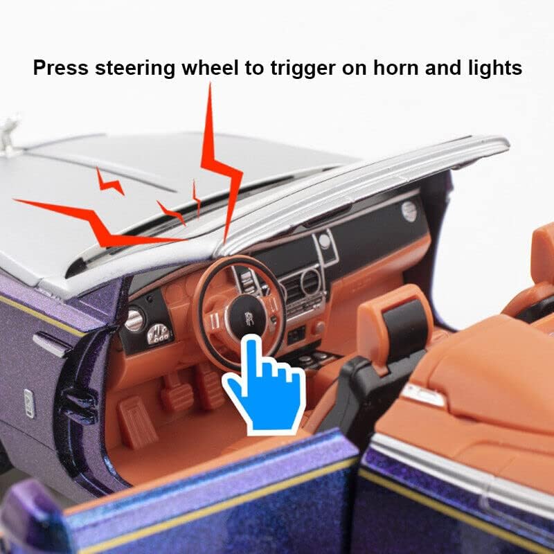 Image of 1:24 Scale Big Size Rolls Royce Dawn Car Model Toy Car | Metal Pullback Diecast Car for Kids with Openable Doors, Sound, Light Effects Toy for Car (Color As Per Available),blue