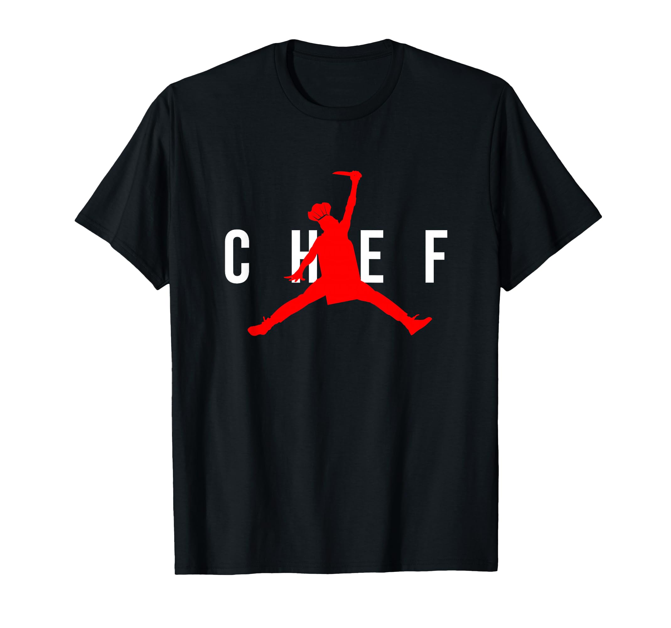Funny Restaurant Chef - Jumping Chef Knife Logo T-Shirt Small