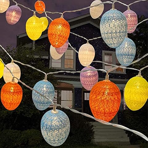 XhuangTech 30 LEDs Easter Egg String Lights,Cotton Egg Light Fairy Light Battery Powered String Lights for Easter Holiday Patio Lawn Garden Party Decoration (30 Lights,4.8m) Cover