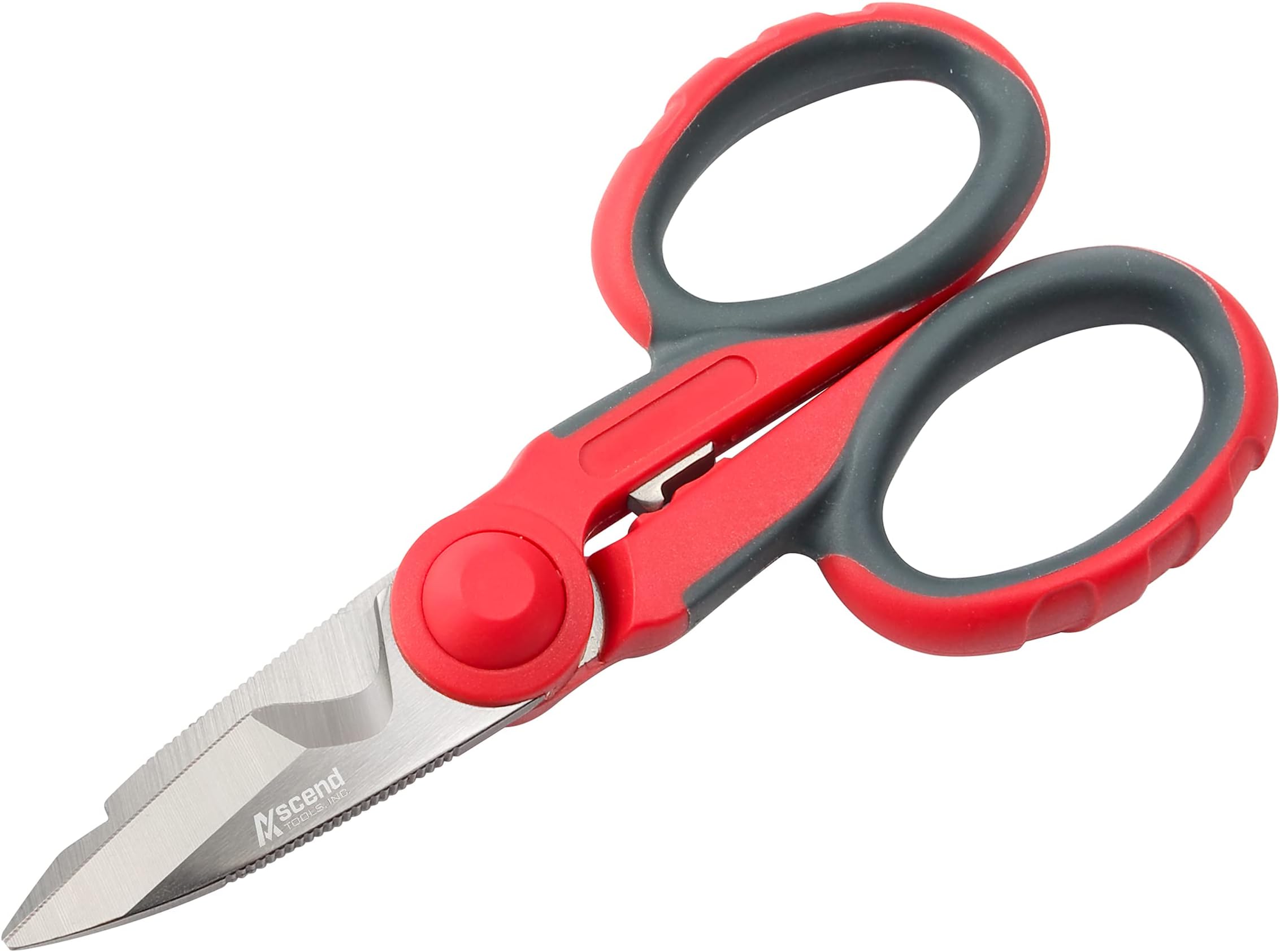 Multipurpose Electrician's Shears 5-1/2 inch - High Carbon Steel Serrated Blade, Cut/Strip Electrical Wire, Wire Cutting Notch, Crimp Terminals, Clean/file Electrical Boxes