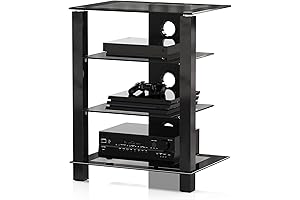 FITUEYES 4-Tier High-Quality Glass Audio Stand