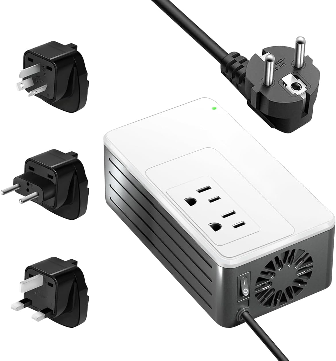1200W Universal Travel Adapter Converter Step-Down 220V to 110V, 2 lbs Light Weight, Stable Pure Sine Wave, for Hair dryers, straighteners, Curling Irons, Coffee Makers (White)